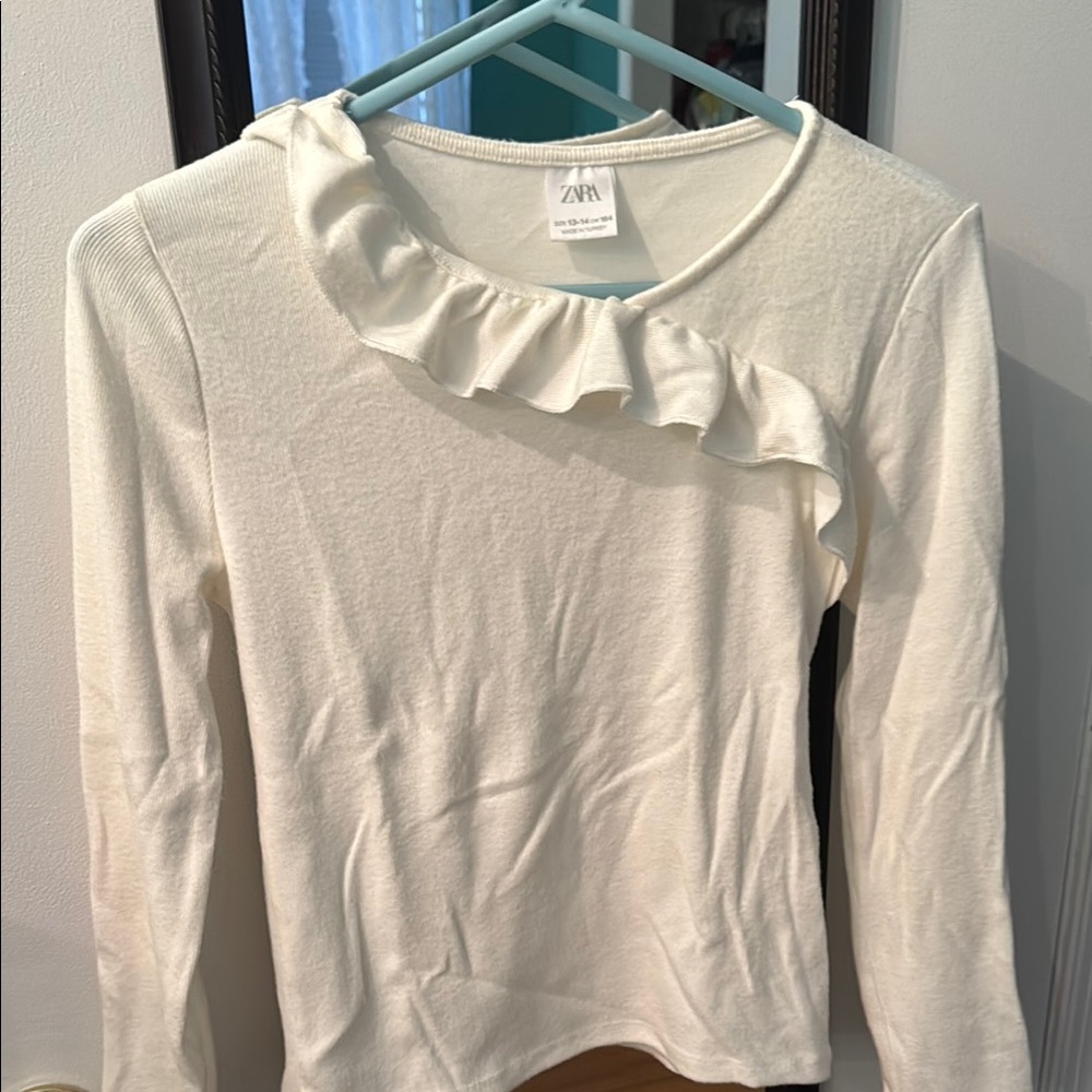 Zara Girl’s Cream Ruffle Top